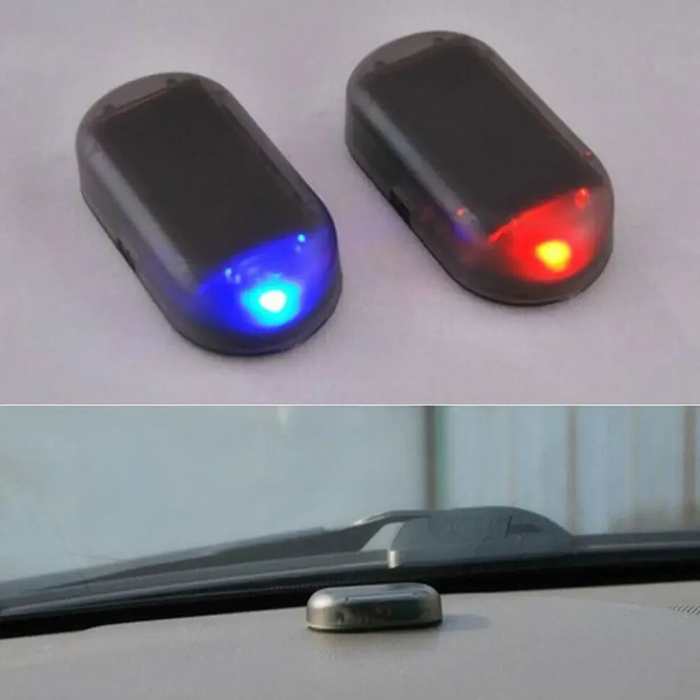 Fausse lumière de sécurité pour voiture, simulation d'alarme factice à énergie solaire, avertissement sans fil, lampe d'avertissement antivol, lumières clignotantes LED