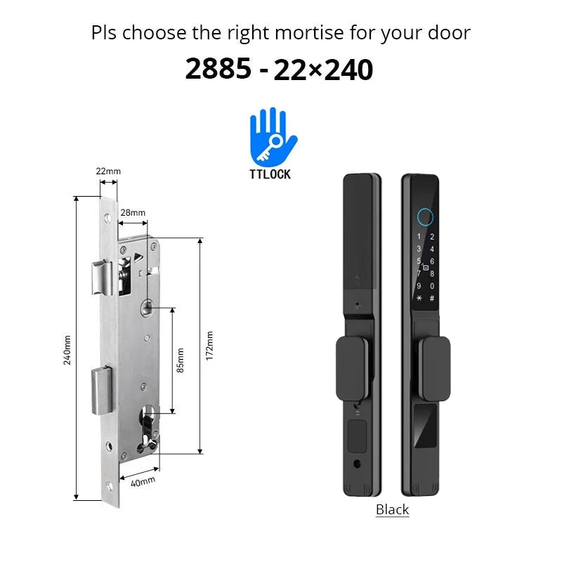 Serrure intelligente pour porte coulissante étanche, application TTLock Alexa, Code numérique par empreinte digitale, carte RFID, Anti-serrure électronique en verre d'aluminium