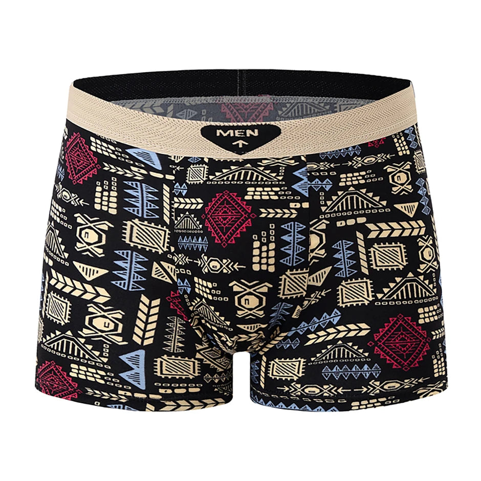 Fashionable and versatile printed underwear for men, 5-piece set, all seasons, comfortable, plus size, youthful boxer shorts, casual shorts