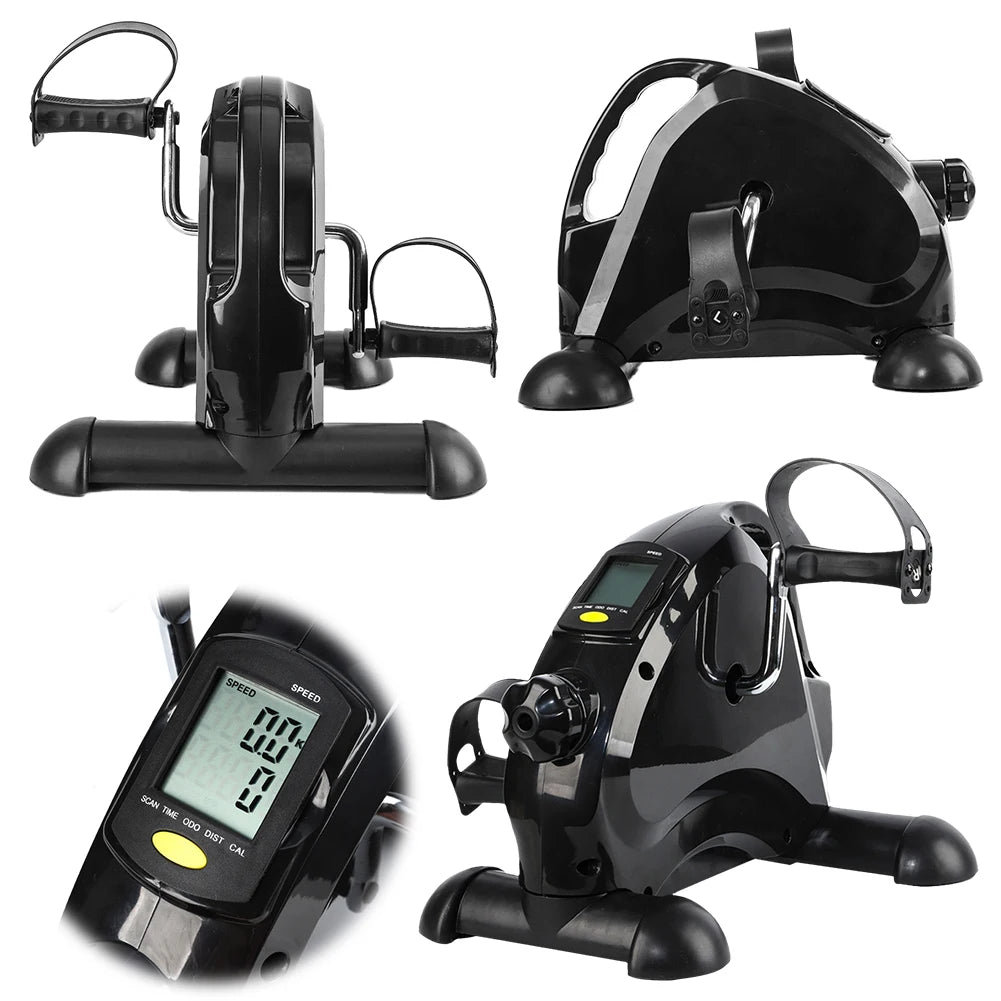 Mini entraîneur de bras et de jambes de vélo d'exercice, machine d'exercice de pédale de pied réglable, écran LCD, entraîneur de pédale portable pour le bureau à domicile