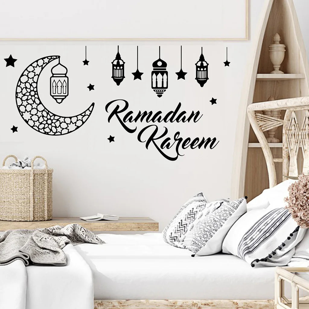 Ramadan wall stickers for wall decoration, Islamic Muslim wall stickers, Eid Mubarak, lantern, moon, star, window, Ramadan