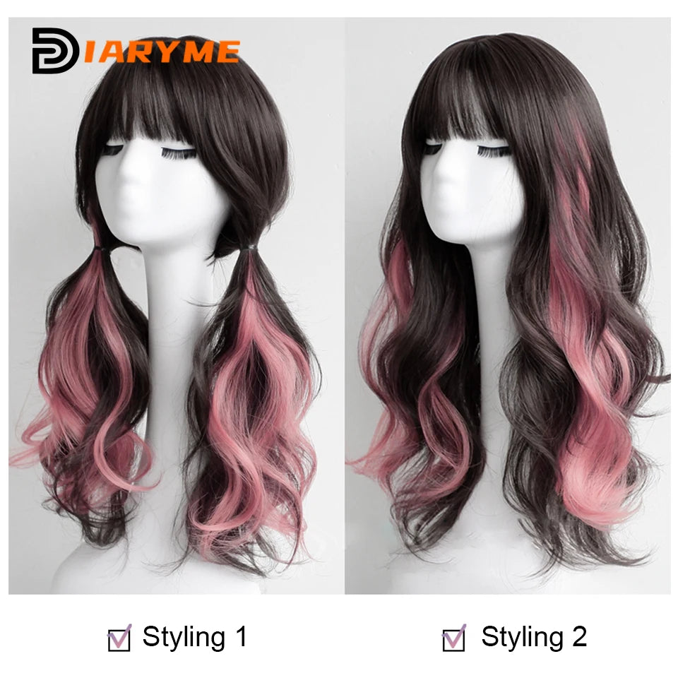Colorful curly synthetic hair extensions for girls, long clip-in hairpiece, multicolored party strands, wig piece, for women and children