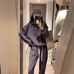 Ensemble de sport américain à la mode pour femmes, sweat à capuche, pantalon décontracté brodé, ensemble deux pièces en Fiber de Polyester, automne hiver