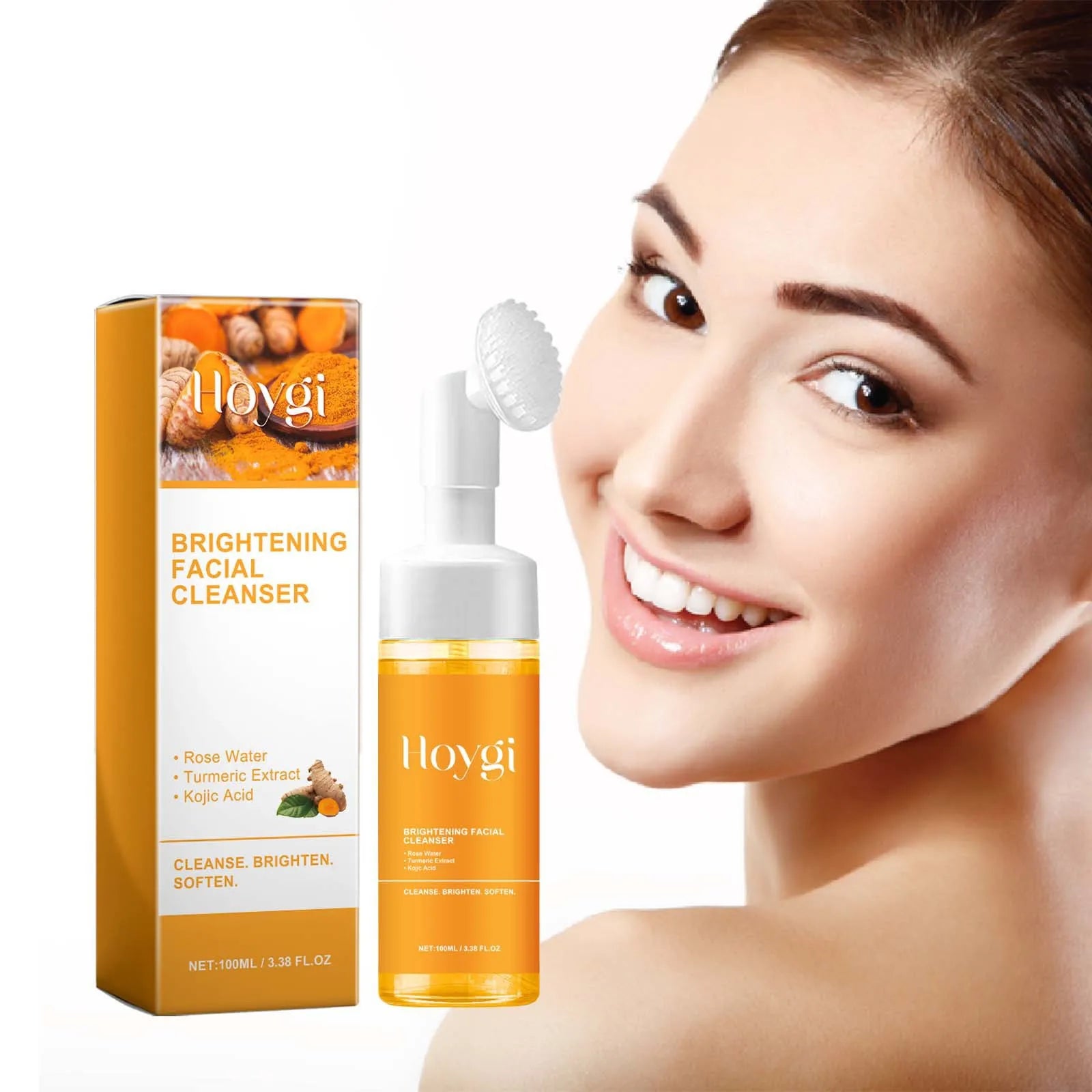 Nettoyant au curcuma, contrôle de l'huile, élimination des taches foncées, Anti-acné, nettoyage en profondeur, rétrécissement des pores, crème hydratante à la vitamine C