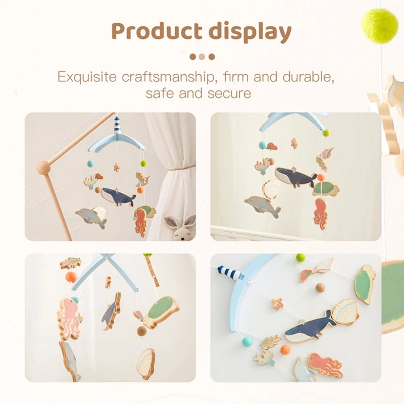 Hochets pour nouveau-né de 0 à 12 mois, jouets en feutre doux, cloche de lit de baleine, berceau Mobile suspendu, carrousel Musical, jouet pour garçons et filles, cadeau