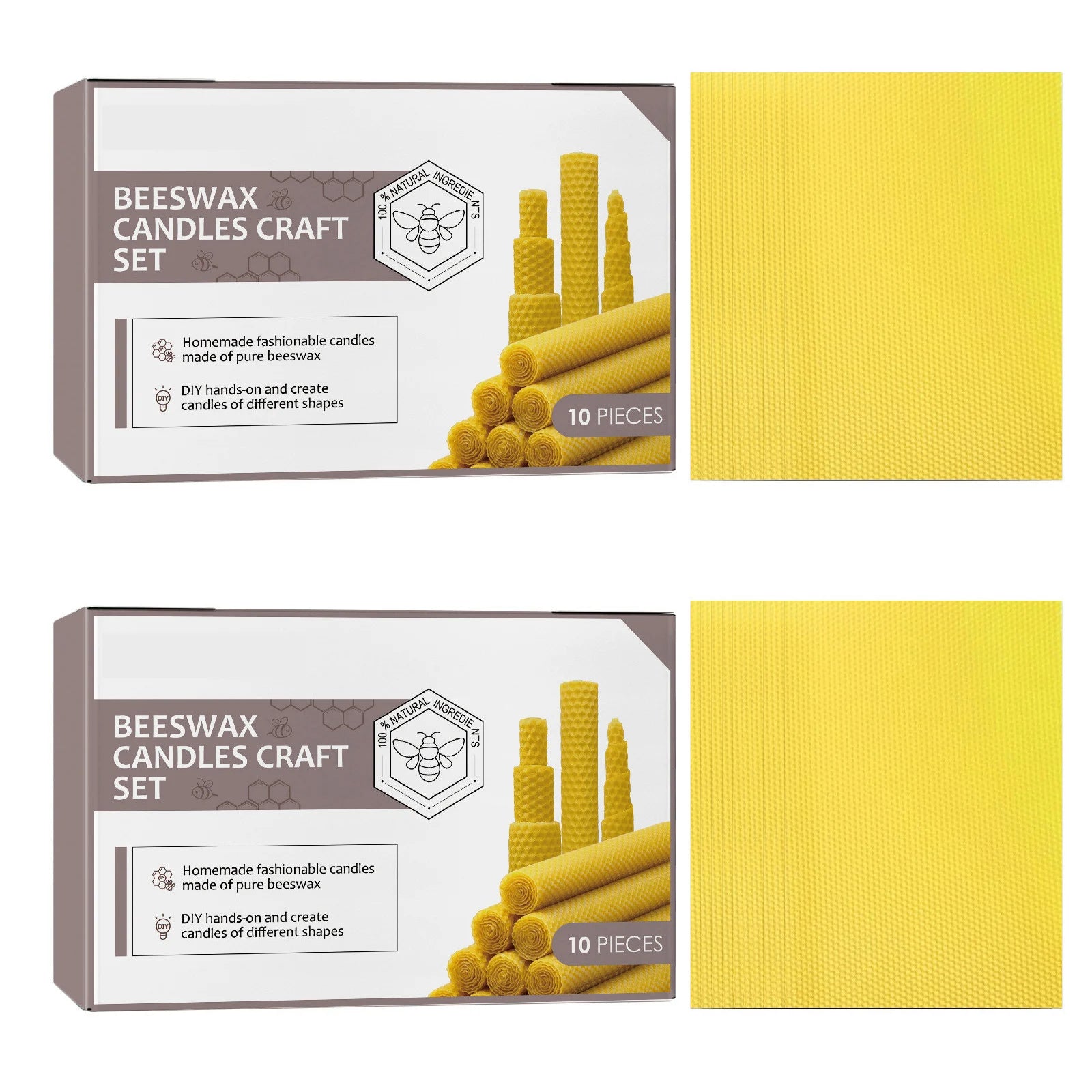 Bougies en cire d'abeille naturelle, 10 pièces, faites à la main, sans additifs, bougies de luxe haut de gamme pour dîner aux chandelles, cérémonie de mariage
