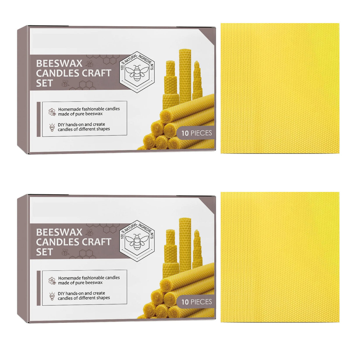 Bougies en cire d'abeille naturelle, 10 pièces, faites à la main, sans additifs, bougies de luxe haut de gamme pour dîner aux chandelles, cérémonie de mariage