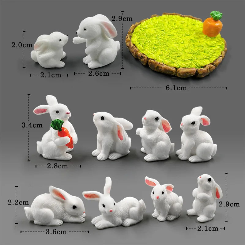 Figurine de pâques de noël, lapin blanc, carotte, bricolage, décor de chambre Kawaii, accessoires de décoration de jardin féerique miniatures modernes