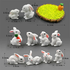 Figurine de pâques de noël, lapin blanc, carotte, bricolage, décor de chambre Kawaii, accessoires de décoration de jardin féerique miniatures modernes