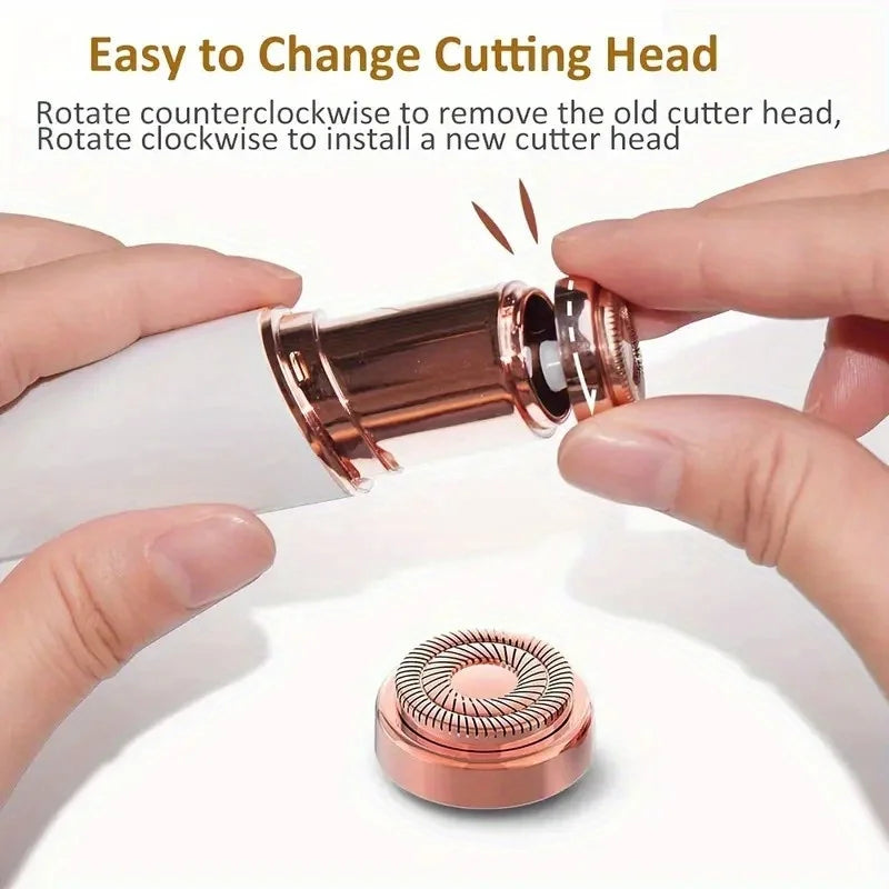 Replacement heads for facial hair removal, for a flawless finish, touch-sensitive facial hair removal tool for women, 4-point view