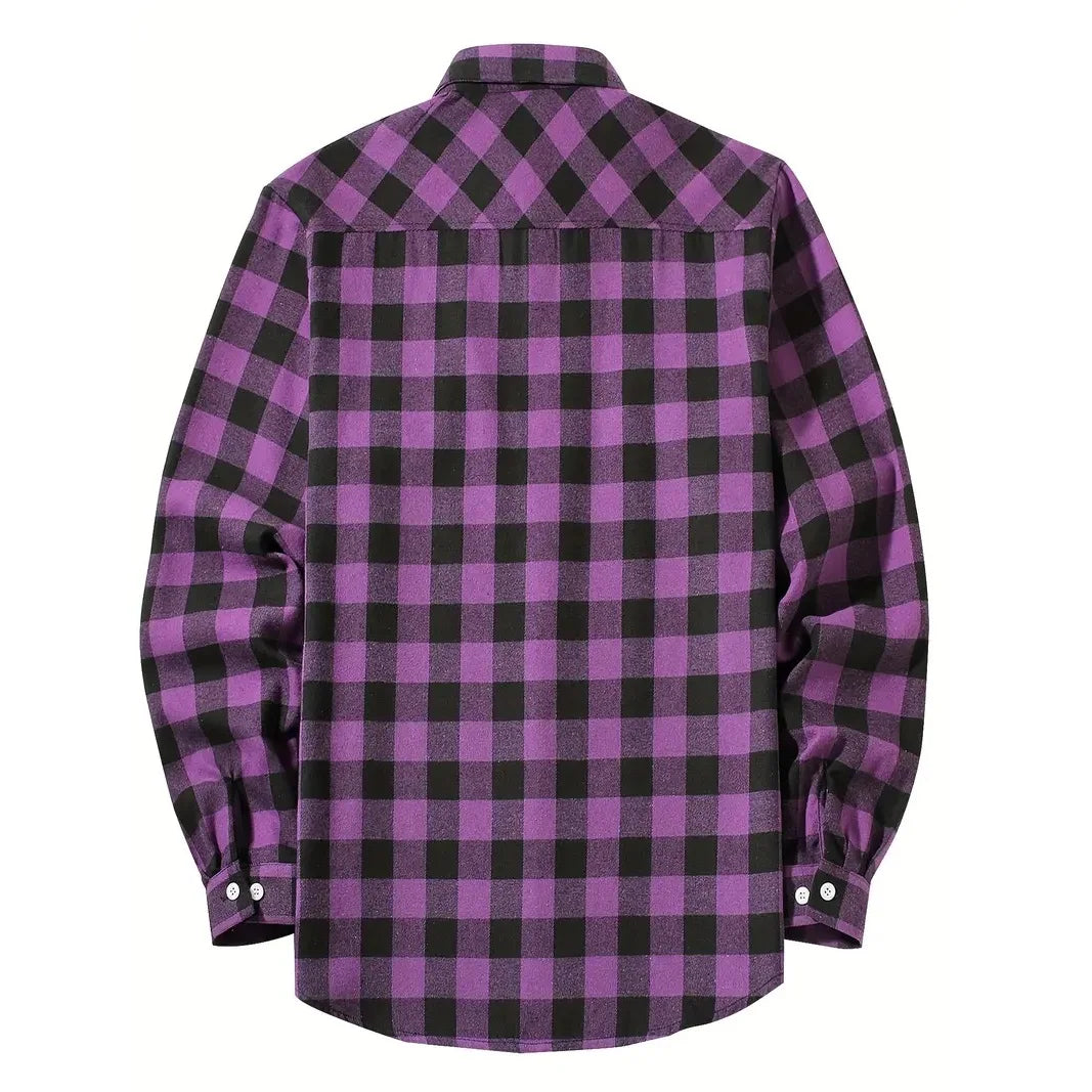 Chemises pour hommes simple boutonnage classique Plaid intelligent décontracté chemise en flanelle à manches longues poitrine deux poches conception printemps automne hommes hauts