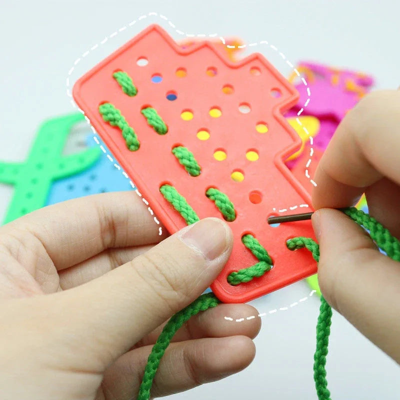 Jouets mentaires oriels Montessori pour enfants, apprentissage précoce, compétences de base de la vie, planche occupée, laçage, jeu de filetage, cadeaux dos