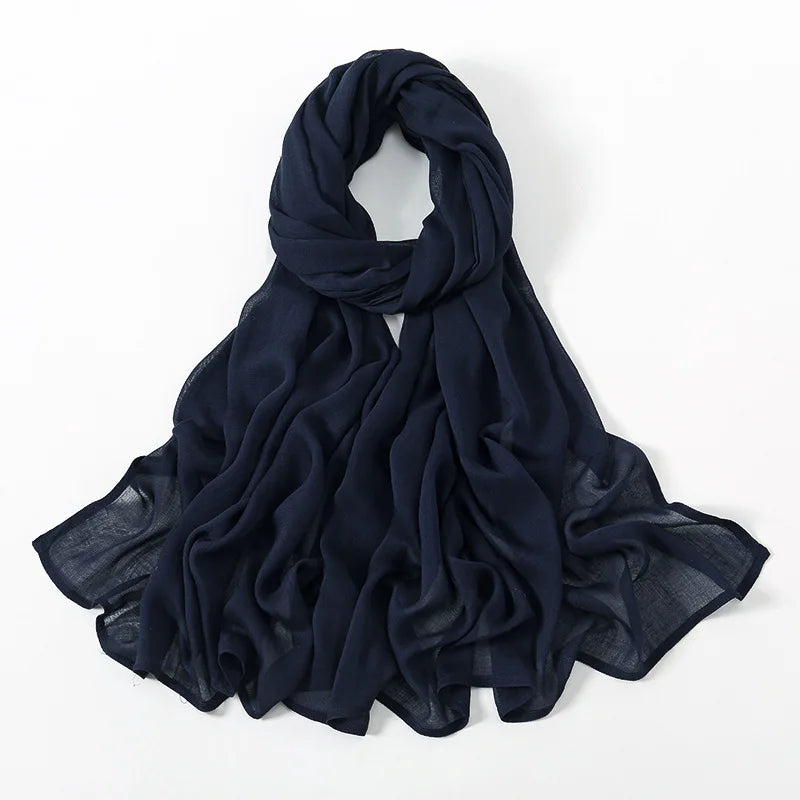 Ramadan Solid Color Plus Size Cotton Rayon Hijab Scarf Women's Muslim Headscarf Wraps Shawls Muslim Women's Headband Islamic Turban
