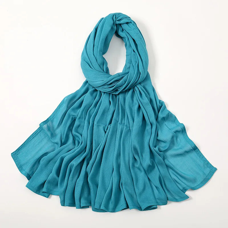 Ramadan Solid Color Plus Size Cotton Rayon Hijab Scarf Women's Muslim Headscarf Wraps Shawls Muslim Women's Headband Islamic Turban