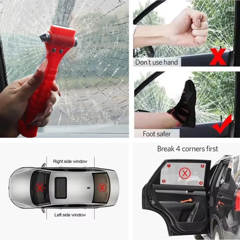 Marteau d'évacuation d'urgence 2 en 1, marteau de sécurité en acier au carbone de haute dureté, coupe-ceinture de sécurité pour camion automobile et Bus