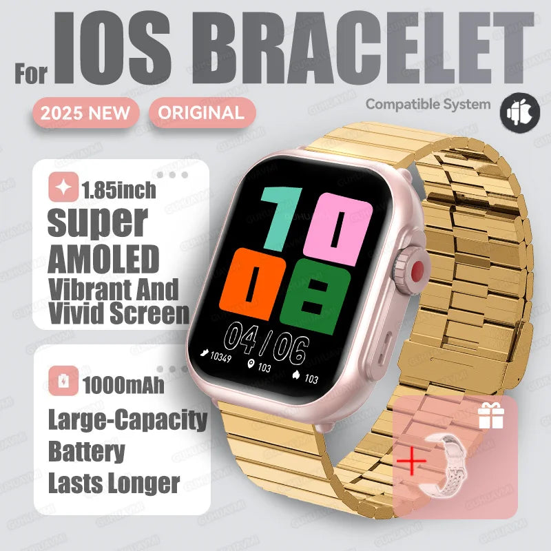 2025 nouvelle mode sport montre intelligente hommes femmes 1.85 pouces HD AMOLED plein écran tactile IP68 étanche Bluetooth appel montres intelligentes