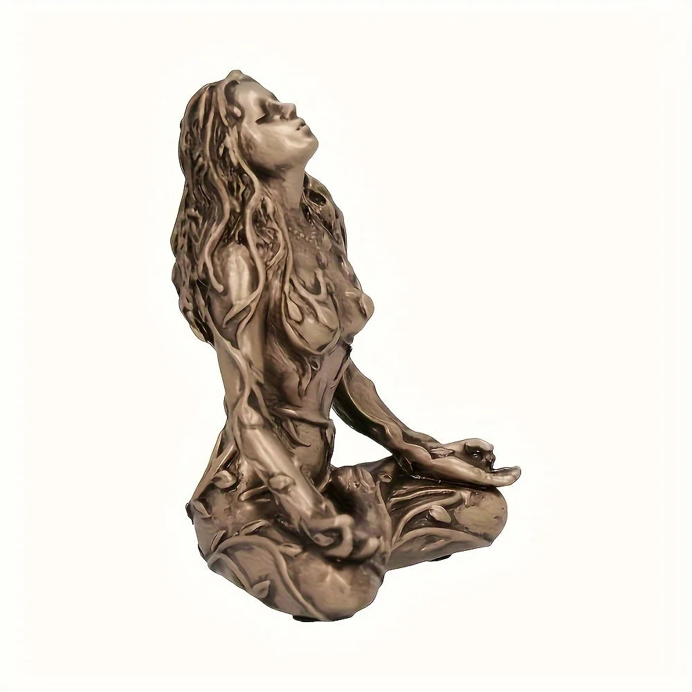 Statue de déesse, statue Gaia, Nature de la terre mère, statue de lune, statue d'esprit de sorcière en résine, décoration de salle de maison, décoration de jardin