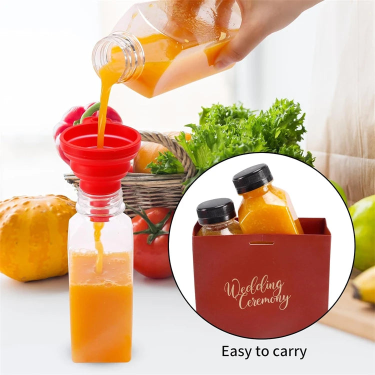 Bouteilles de jus de 500ML avec bouchons, bouteilles vides transparentes réutilisables avec entonnoir à brosse et étiquettes pour smoothies et autres boissons YY177