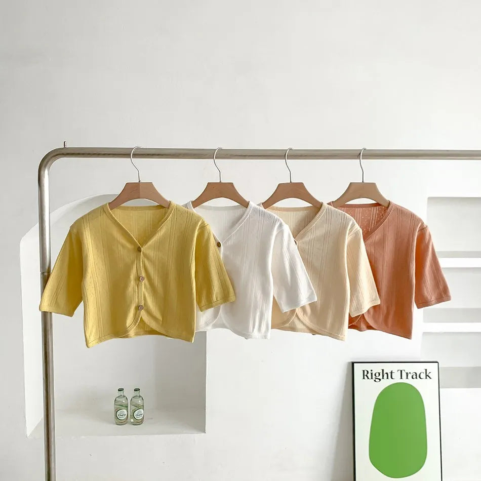 Veste d'été légère à manches longues pour enfants, vêtements pour tout-petits, cardigan solide pour documents, vêtements décontractés coréens pour bébés garçons et filles