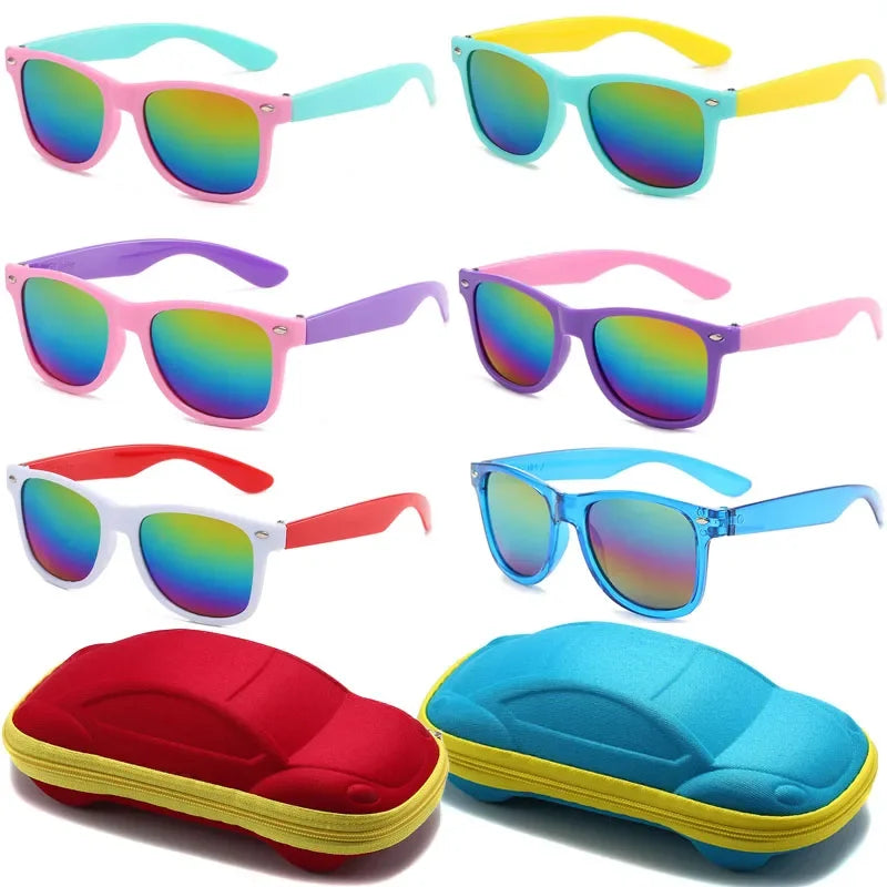 Lunettes de soleil à monture carrée pour garçons et filles, lunettes de soleil rétro pour enfants, protection UV extérieure, lunettes de soleil mignonnes