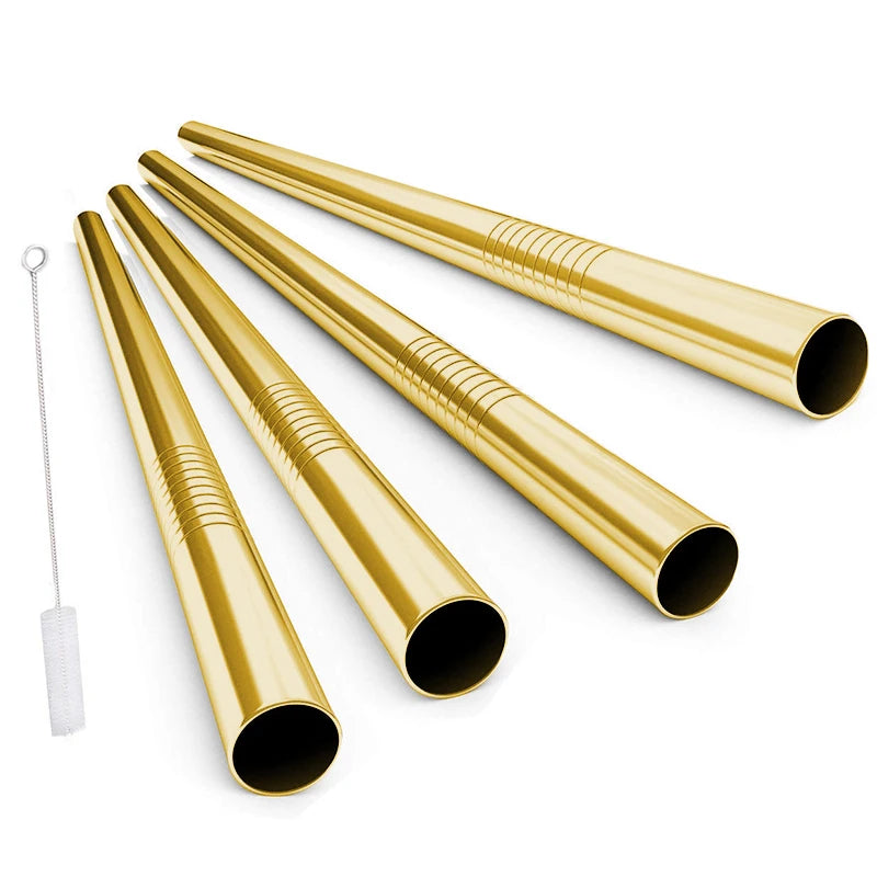 FAIS DU 4 pièces 12mm paille réutilisable en acier inoxydable 304 avec brosse de nettoyage pour un sorter facile des smoothies épais et des Milkshakes