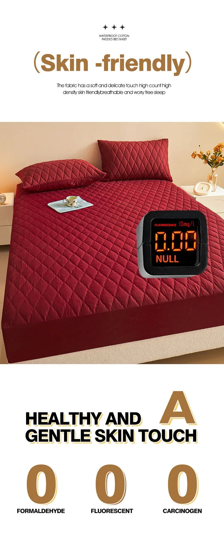 Housse de matelas 100% imperméable, drap-housse épais de couleur unie, simple/Queen/King, 135x200cm, 160x200cm, housse de lit souple