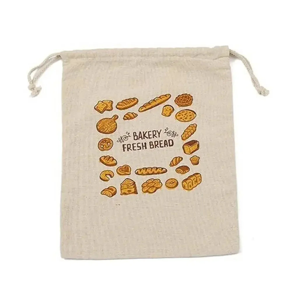 Sacs à pain en lin réutilisables avec cordon de serrage, grand rangement lavable, accessoires alimentaires, sac de rangement du pain, organisateur de cuisine non blanchi à la maison