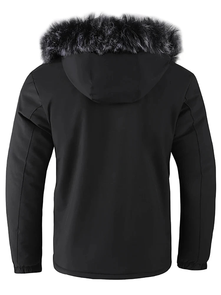 Men's cotton hooded jacket, casual style, windproof, padded, cool solid color, simple cotton clothing, autumn and winter