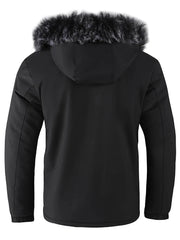 Men's cotton hooded jacket, casual style, windproof, padded, cool solid color, simple cotton clothing, autumn and winter