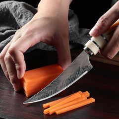 Couteau utilitaire de cuisine en acier inoxydable, avec manche en bois, couteau à Steak, désosage, couteau à viande, couteau à fruits avec couvercle cadeau ﻿