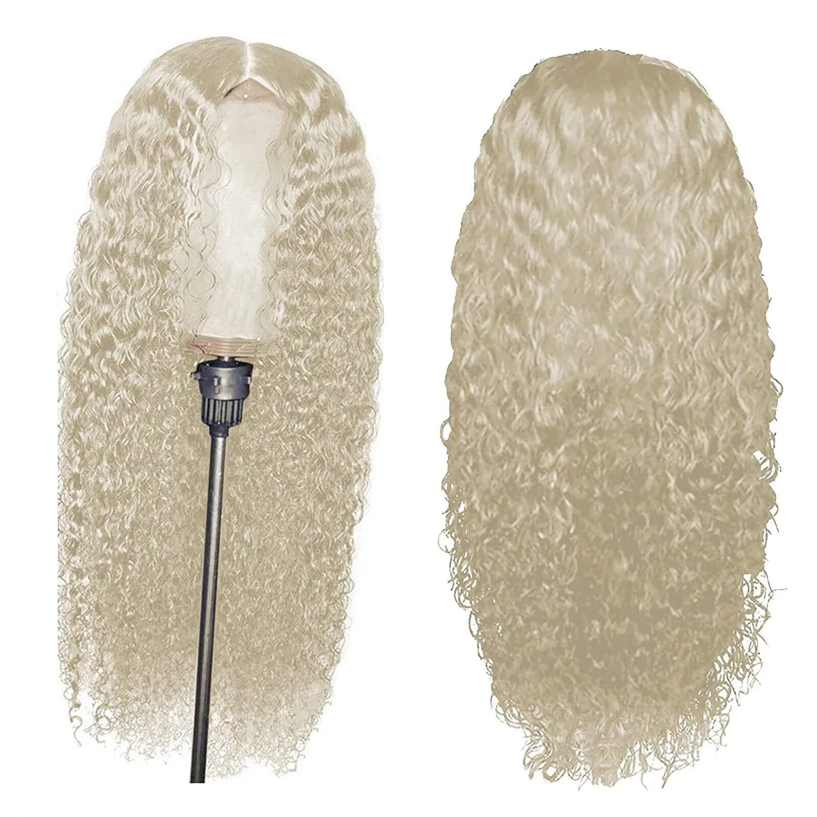 Perruque Lace Front Wig péruvienne naturelle, cheveux bouclés, sans colle