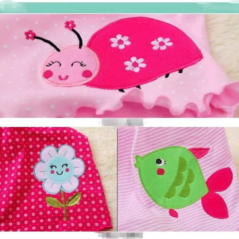 Summer dresses for baby girls, in cotton, sleeveless, printed + embroidered