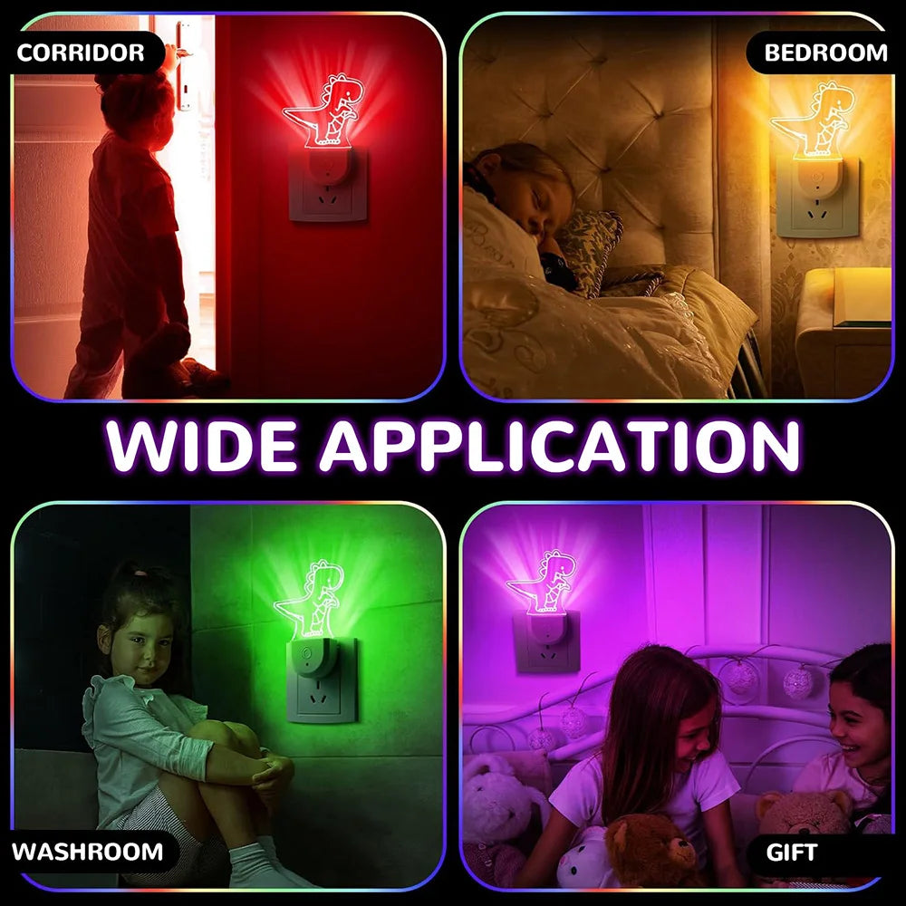 Veilleuses à brancher dans le mur, veilleuse à couleur changeante pour enfants, veilleuse LED RGB avec capteur du crépuscule à l'aube pour chambre d'enfants