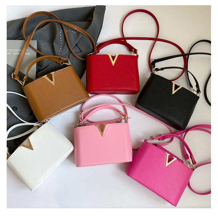 Sac fourre-tout de luxe pour femmes, sac seau élégant en cuir Pu en forme de V Chic, sac à main à couverture supérieure pour femmes, sac à bandoulière pour femme