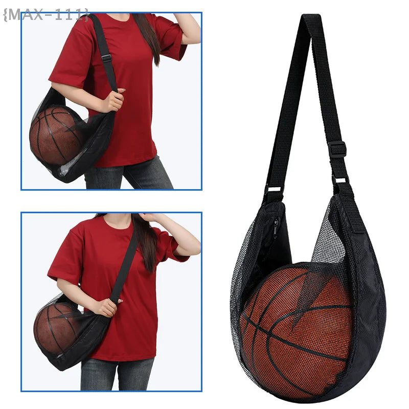 Sac à balle unique avec poche à fermeture éclair, 1 pièce, sac de rangement de balle en maille, équipement de Sport, filet de rangement à cordon de serrage, transport de basket-ball