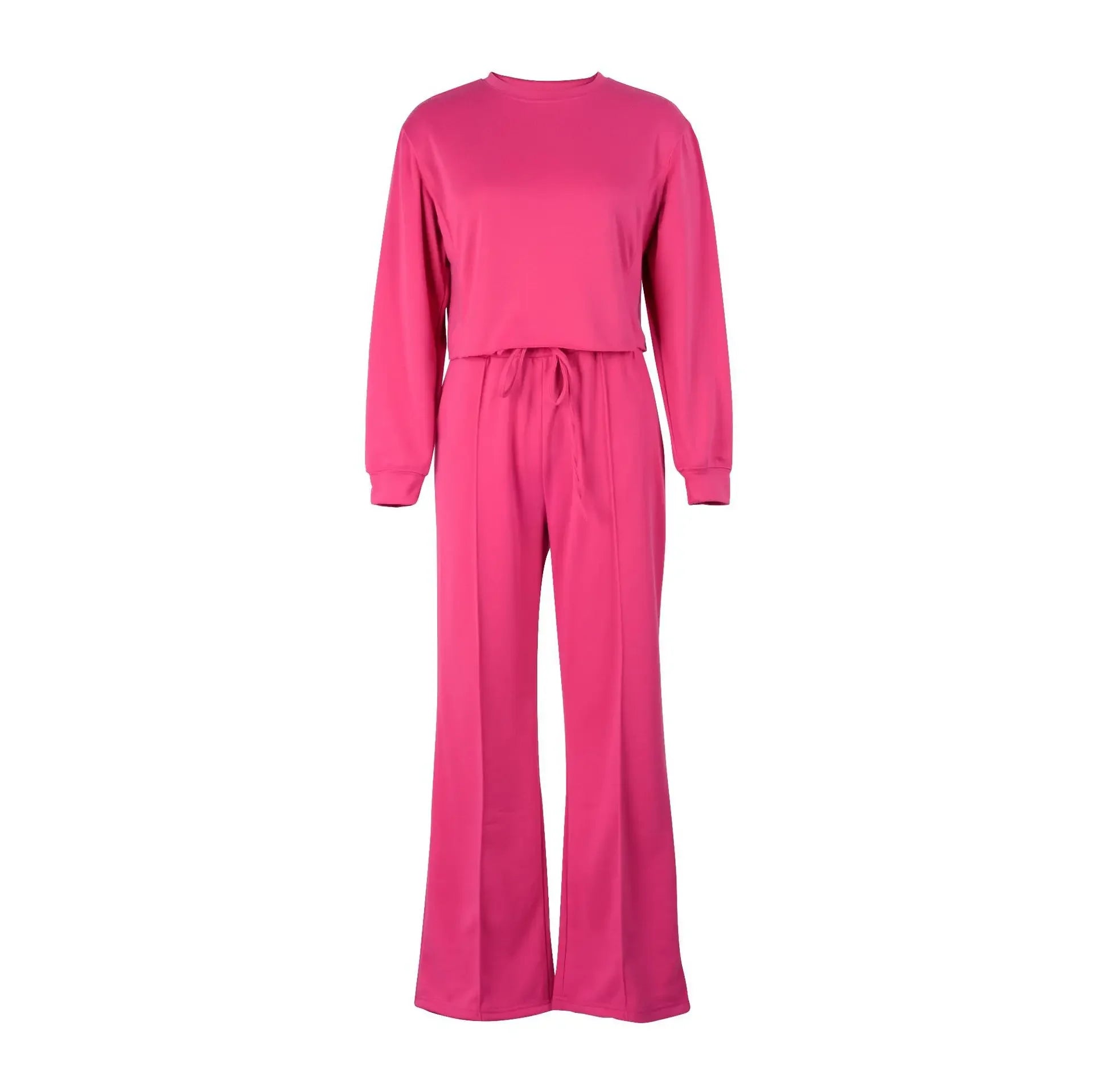 Ensemble de vêtements pour femmes, pull + pantalon, 2 pièces, costumes d'hiver épais et chauds, couleur unie, survêtement décontracté