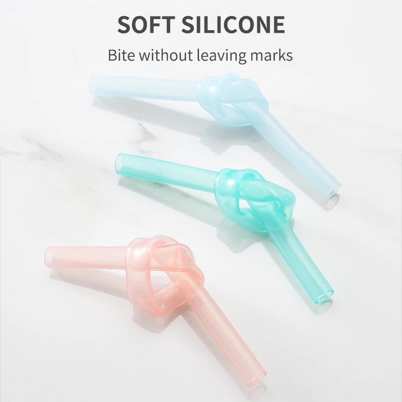 Pailles transparentes en Silicone, 6 pièces, réutilisables, de qualité alimentaire, pliables, droites, avec brosse de nettoyage, ensemble d'accessoires de fête