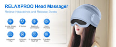 Masseur de tête pour soulager la fatigue, masseur oculaire avec chaleur, massage de la tête et des yeux pour soulager le stress, compatible Bluetooth, cadeaux idéaux