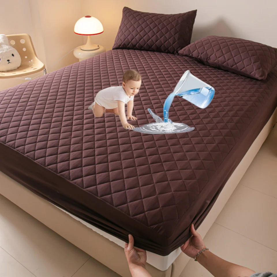 Waterproof mattress cover, anti-mite, soft, comfortable, breathable, fitted sheet not included, pillowcase