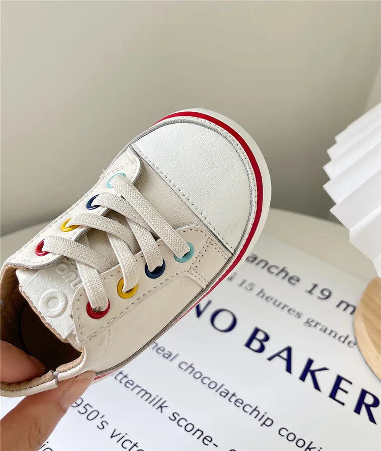 Chaussures en cuir pour bébés garçons et filles, baskets pieds nus à semelle souple, Tennis en plein air, à la mode, nouvelle collection printemps/automne 2024