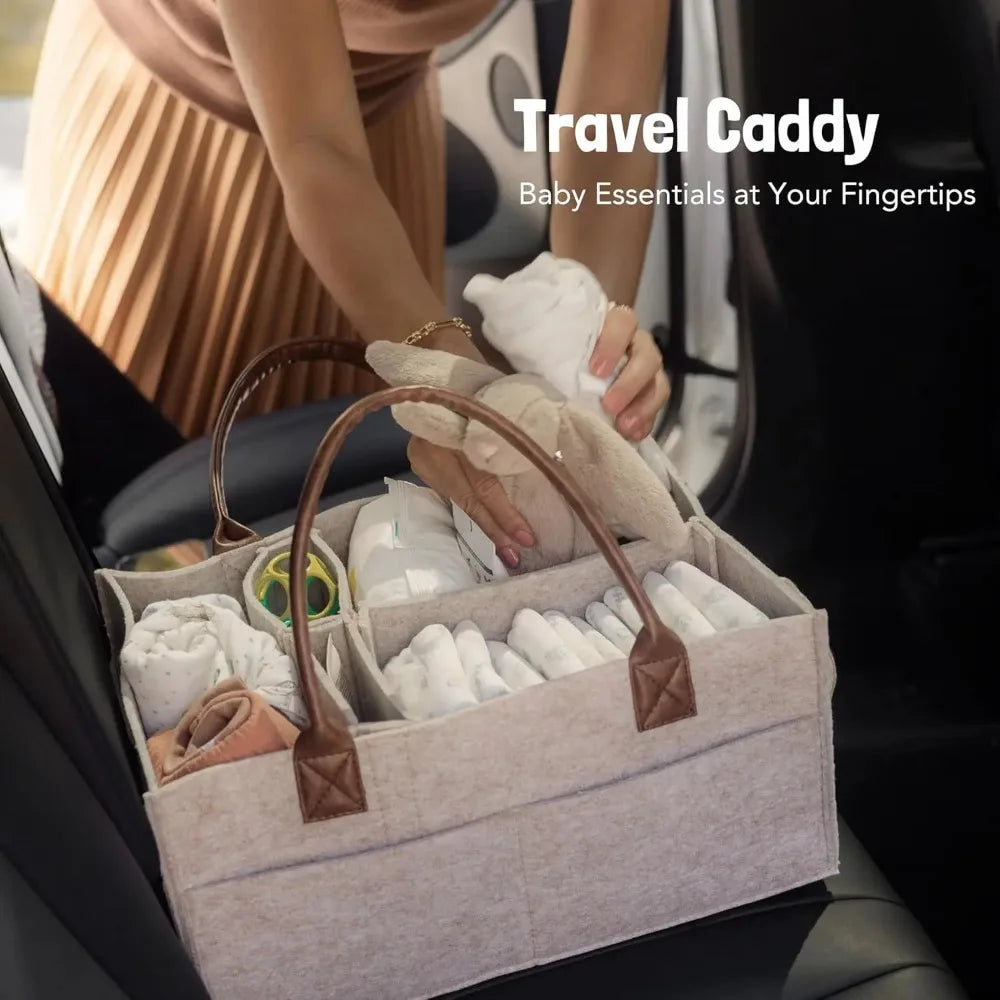 Panier de rangement en feutre pour bébé, panier de rangement pour pépinière, sac à couches pour nourrissons avec poignée, porte-mouche à langer pour enfants, grande poche