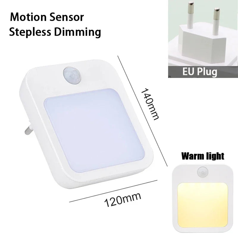Lampe de chevet LED pour enfants, veilleuse avec prise US/EU, capteur de mouvement intelligent, applique murale pour la maison, adaptée au couloir