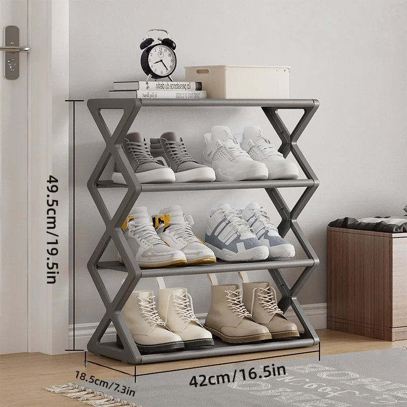 Organisateur de chaussures à 4 niveaux, étagère à chaussures pliable gain de place organisateur de rangement de chaussures debout pour placard couloir entrée chambre
