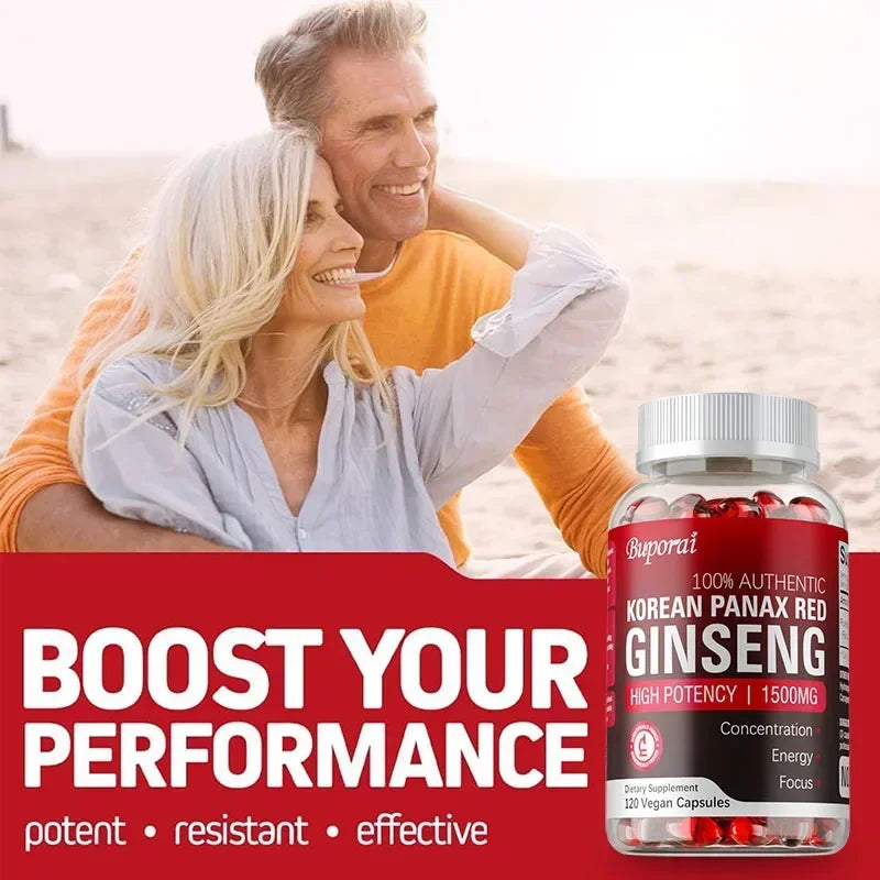 Supplément coréen au ginseng Panax rouge – Améliore l'endurance, la force et l'équilibre de l'humeur fort pour l'énergie, l'endurance et la concentration – 120 pièces
