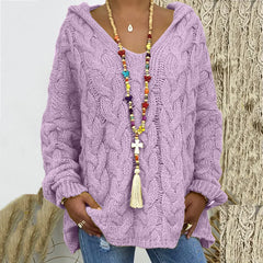 20 Colors Women's Loose Twist Knot Knitted Sweaters Autumn Winter Women's Hooded Knit Pullover Coats XXBLH-1058