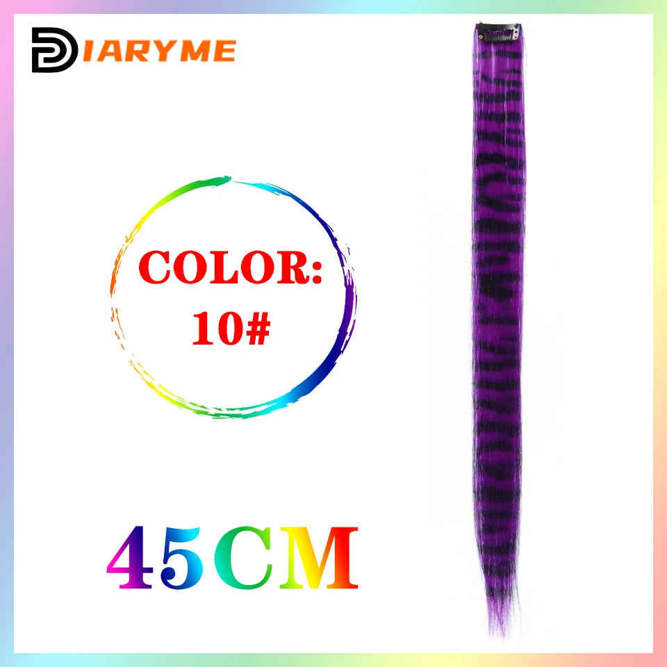 Colorful curly synthetic hair extensions for girls, long clip-in hairpiece, multicolored party strands, wig piece, for women and children