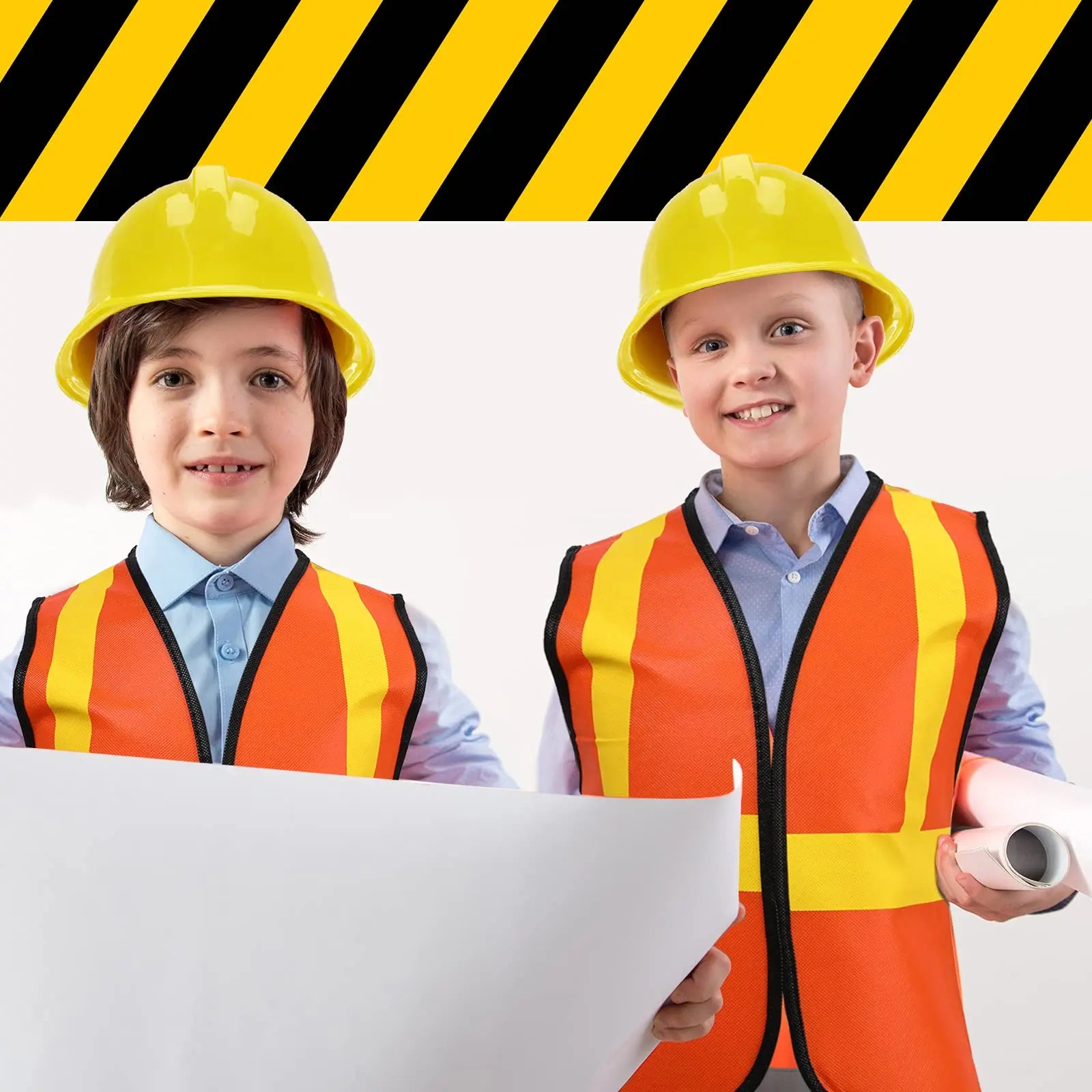 Chapeaux de Construction pour enfants, matériel en plastique souple, thème de Construction, chapeaux de robe de fête d'anniversaire, fournitures de décoration de fête, 12 pièces