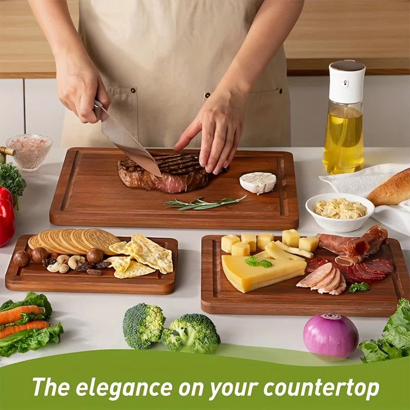 Ensemble de planches à découper en bambou, planche à découper polyvalente épaisse en bois pour viande, légumes et fruits