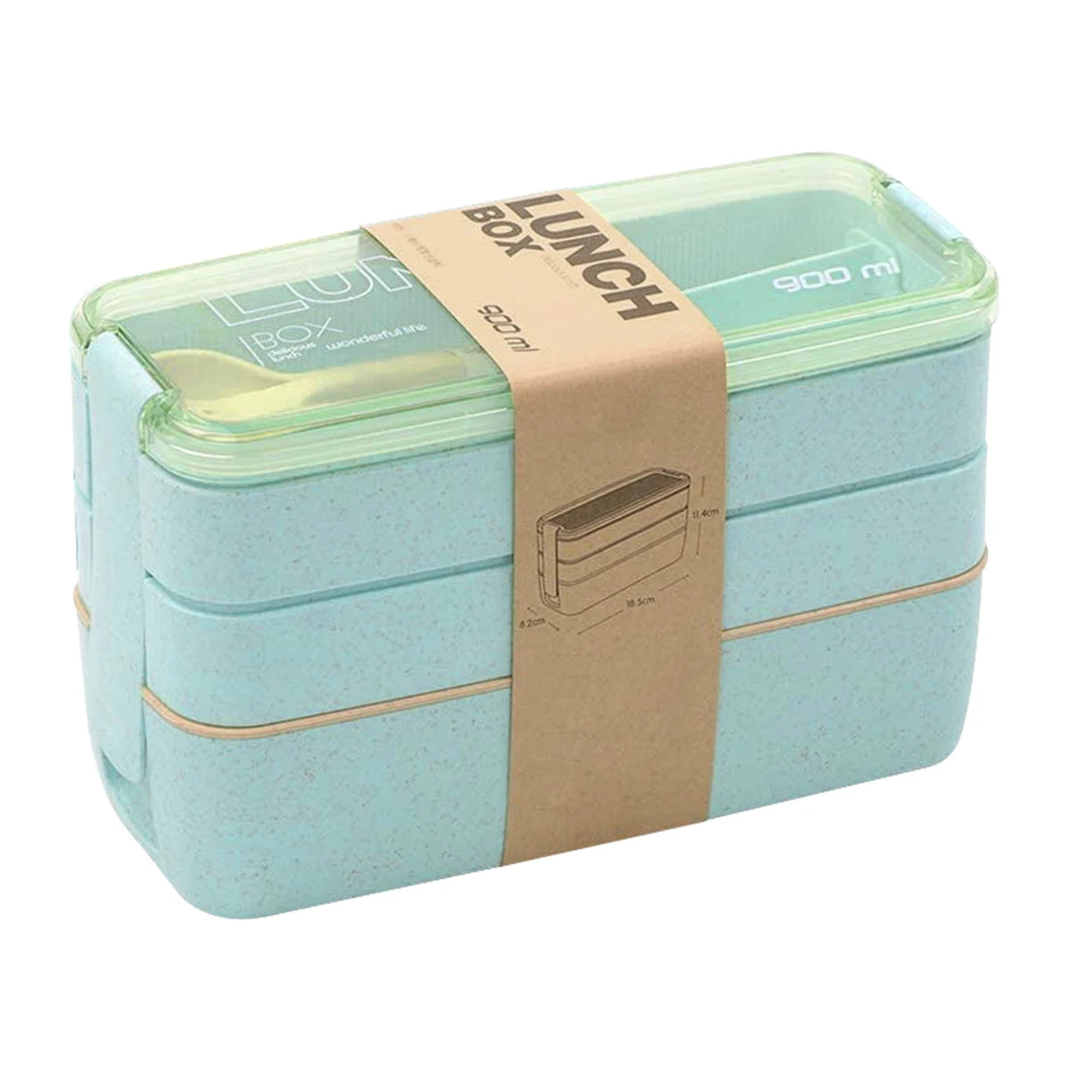 Boîte à Bento de 900ml pour enfants, 3 boîtes à déjeuner empilables, anti-fuite, récipient alimentaire Portable, paille de blé, boîte de stockage des aliments, lave-vaisselle