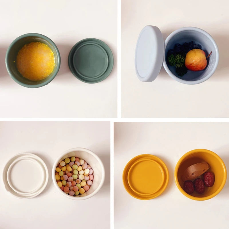 Boîte à déjeuner de 250ML pour enfants, récipient à salade, boîte à déjeuner antiadhésive en Silicone avec couvercle, boîte à Bento réutilisable, moule à glaçons